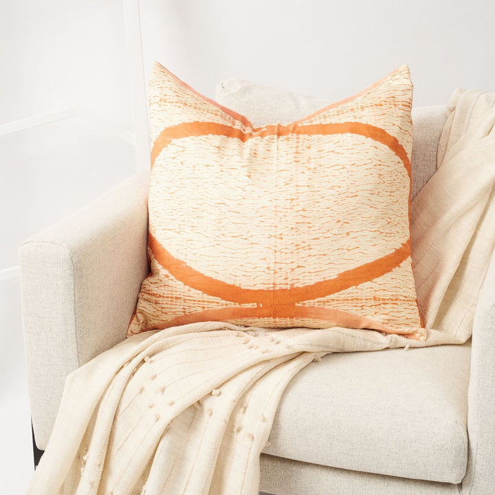 Handcrafted Silk Shibori Throw Pillow Cover, Coral