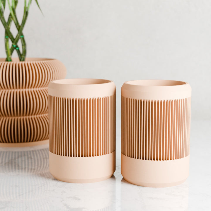 Made-to-Order Ribbed Ceramic Pencil Holder, 3" x 4.5"