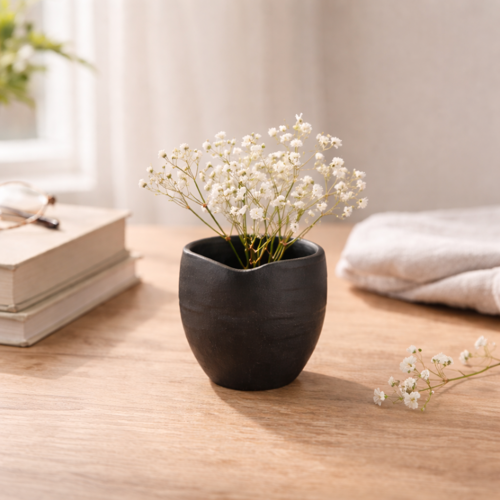 Matte Black Aluminum Decor Vase, 4"