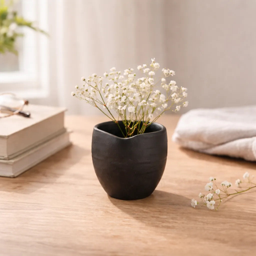 Matte Black Aluminum Decor Vase