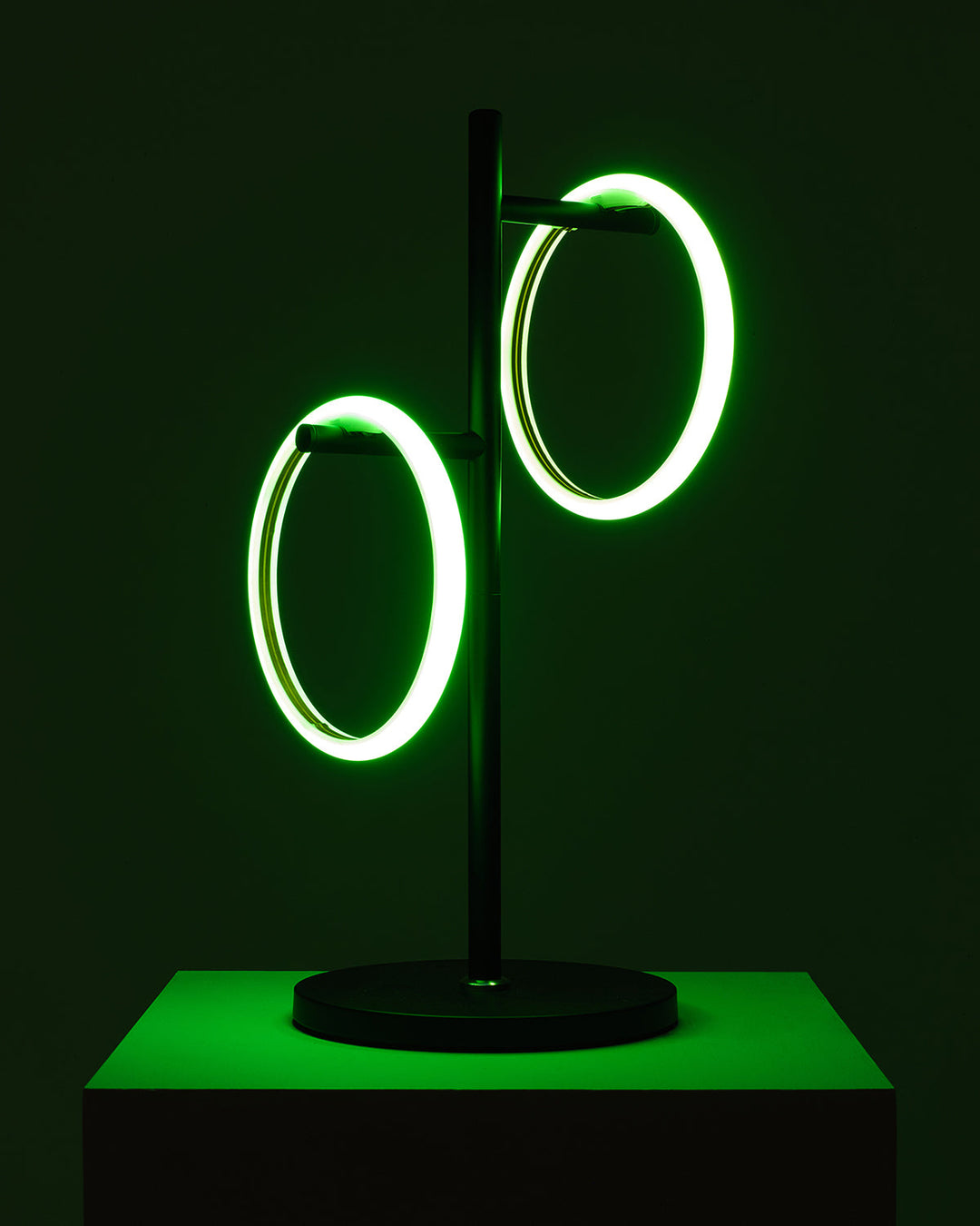 Energy-Efficient RGB Dual-Ring Table Lamp, Matte Black