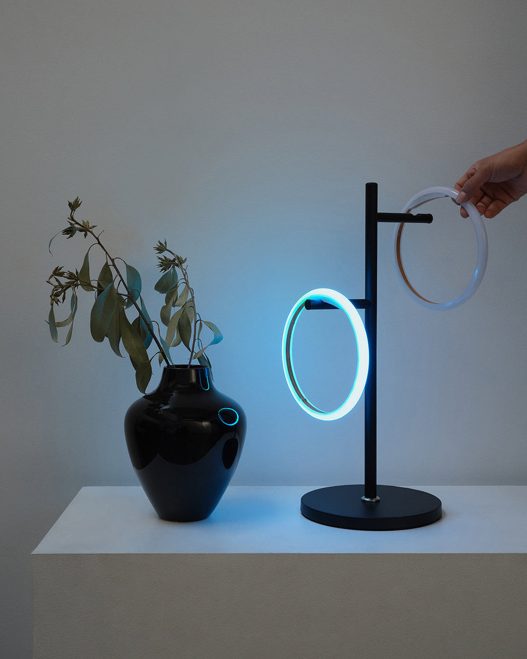 Energy-Efficient RGB Dual-Ring Table Lamp, Matte Black