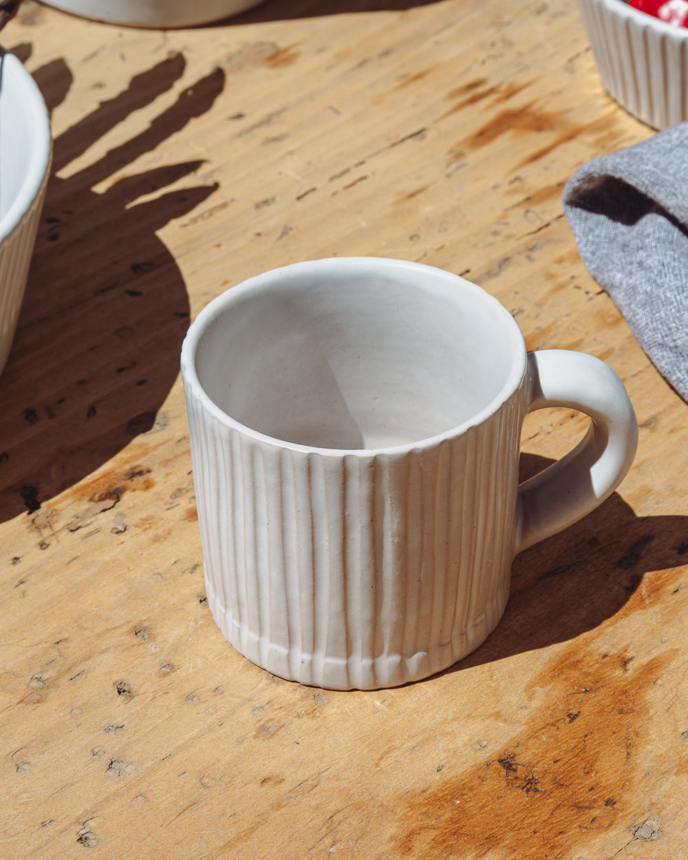 Handcrafted Moroccan Ceramic Mug, Cloud Matte White