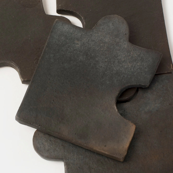Jigsaw Black Clay Coaster Set
