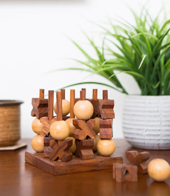 3D Rosewood Tic Tac Toe Game
