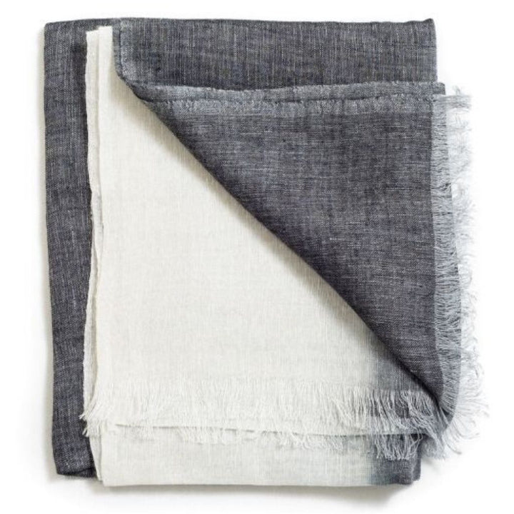 Handcrafted Linen Silk Ombre Scarf, 35" x 79", Granite