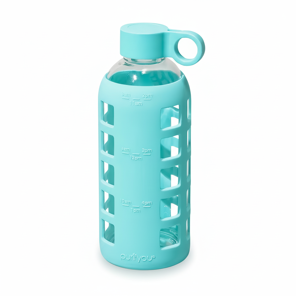 Borosilicate Glass Water Bottle, Wide-Mouth, Leak-Proof