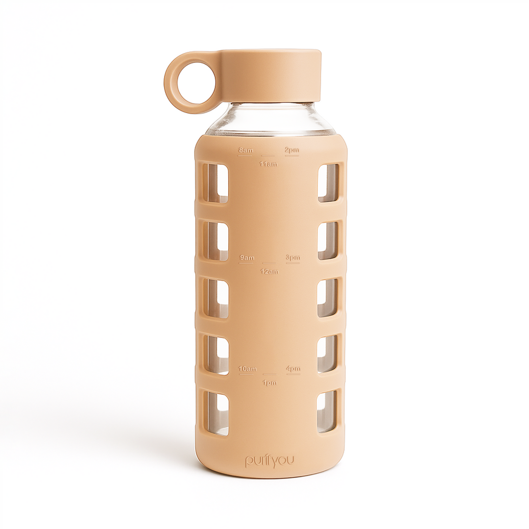 Borosilicate Glass Water Bottle, Wide-Mouth, Leak-Proof