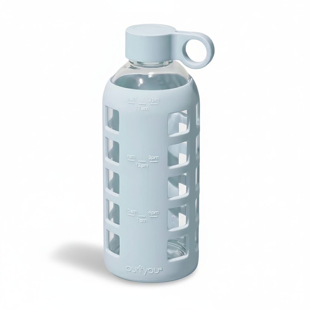 Borosilicate Glass Water Bottle, Wide-Mouth, Leak-Proof