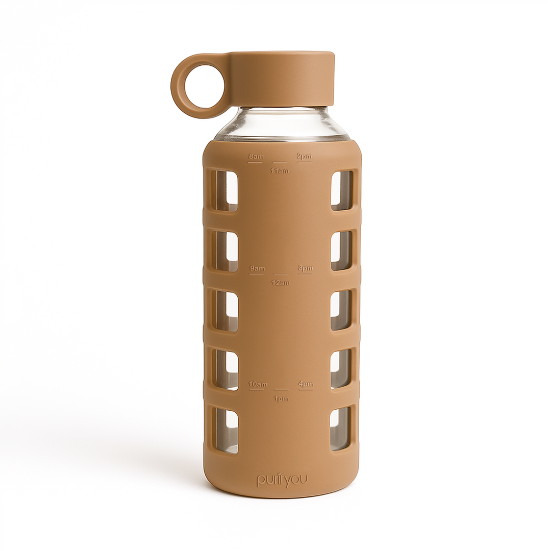 Borosilicate Glass Water Bottle, Wide-Mouth, Leak-Proof