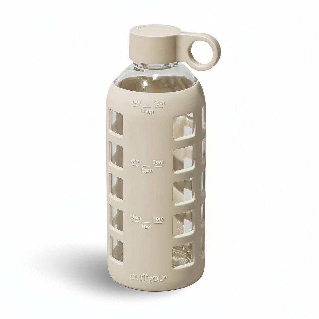 Borosilicate Glass Water Bottle, Wide-Mouth, Leak-Proof