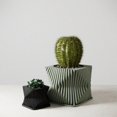 Biodegradable Sculptural Tide Planter, Bioplastic Decor