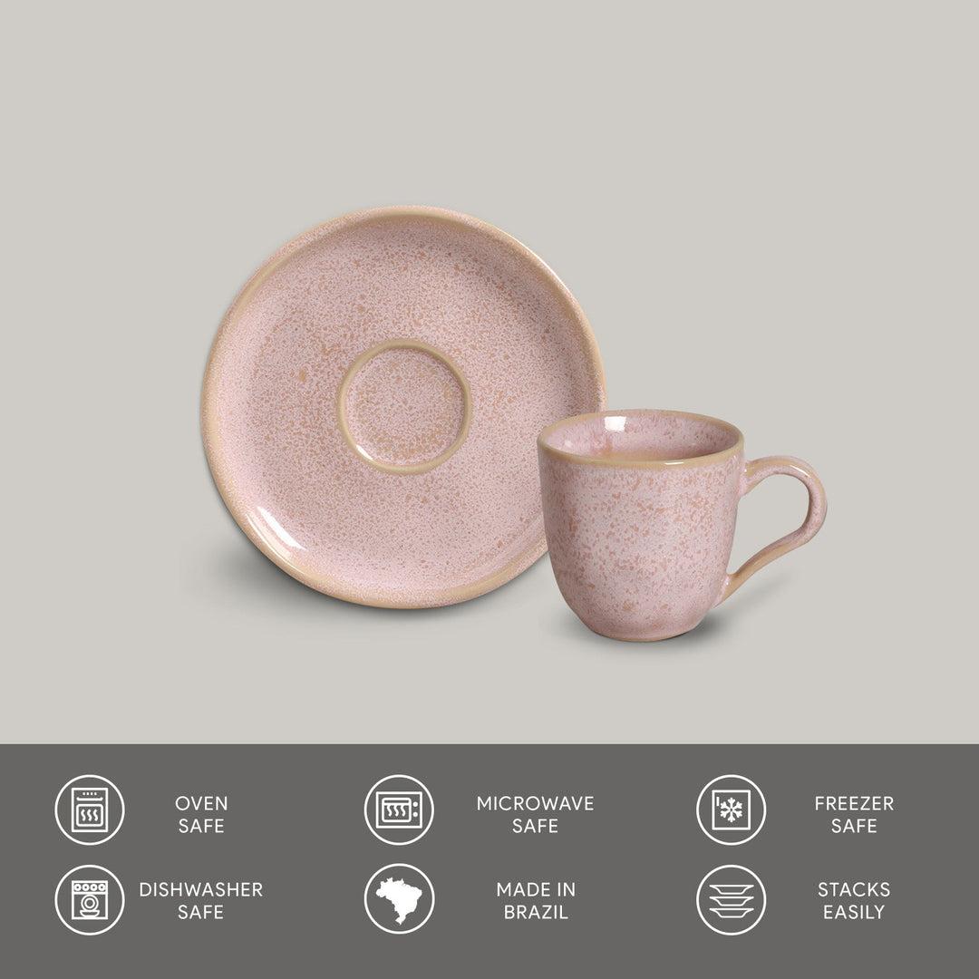 Non-Toxic Ceramic Cup &amp; Saucer Dinnerware Set, 6 Ct.