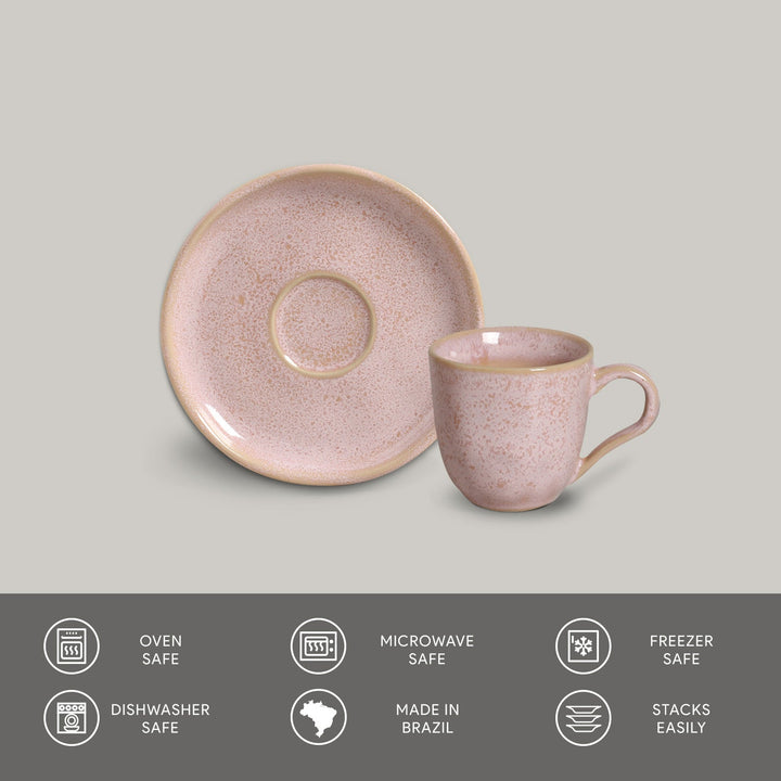 Non-Toxic Ceramic Cup &amp; Saucer Dinnerware Set, 6 Ct.