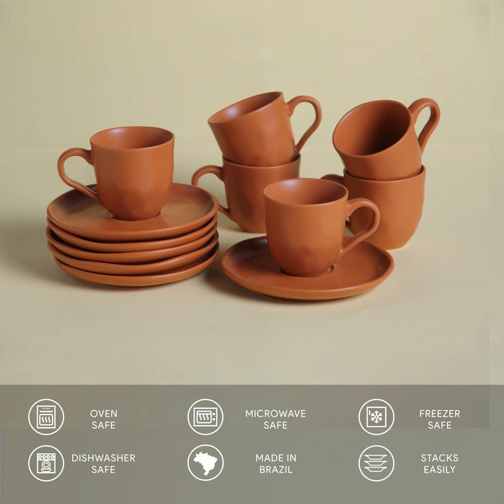 Non-Toxic Ceramic Cup &amp; Saucer Dinnerware Set, 6 Ct.