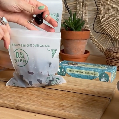 Compostable Resealable Food Storage Bags, 25 Ct.