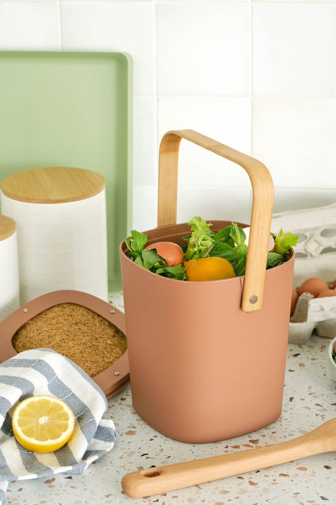 Compostable Bioplastic Kitchen Compost Bin, 7" x 8.75"
