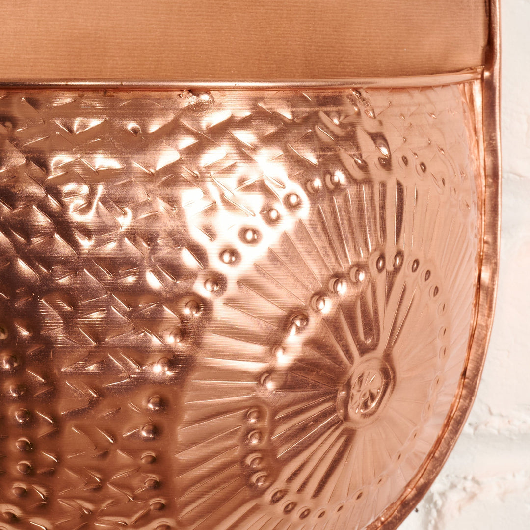 Fair Trade Embossed Copper Iron Wall Planter Decor