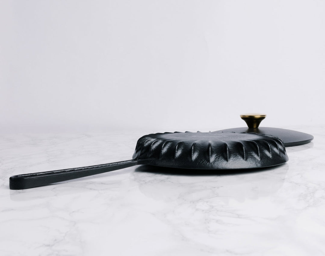 Recycled Cast Iron Enameled Frying Pan, 10"