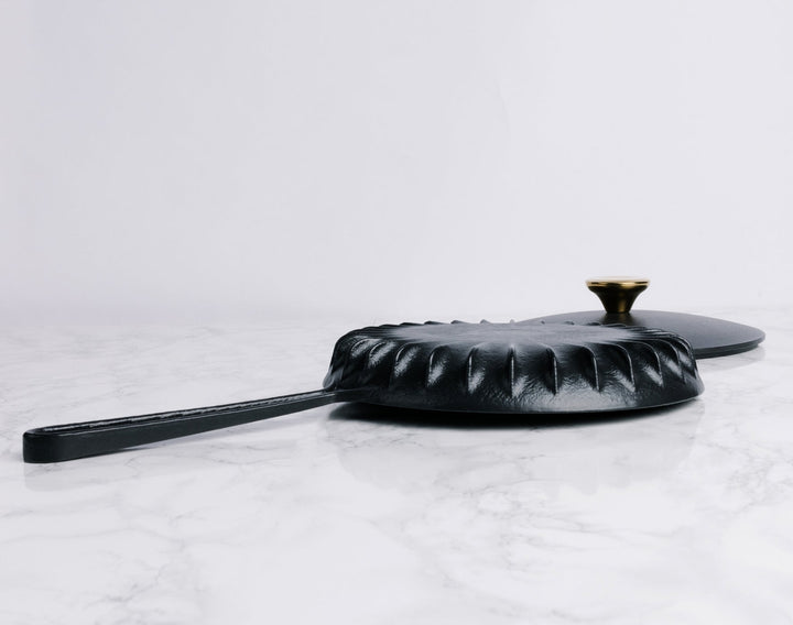 Recycled Cast Iron Enameled Frying Pan, 10"