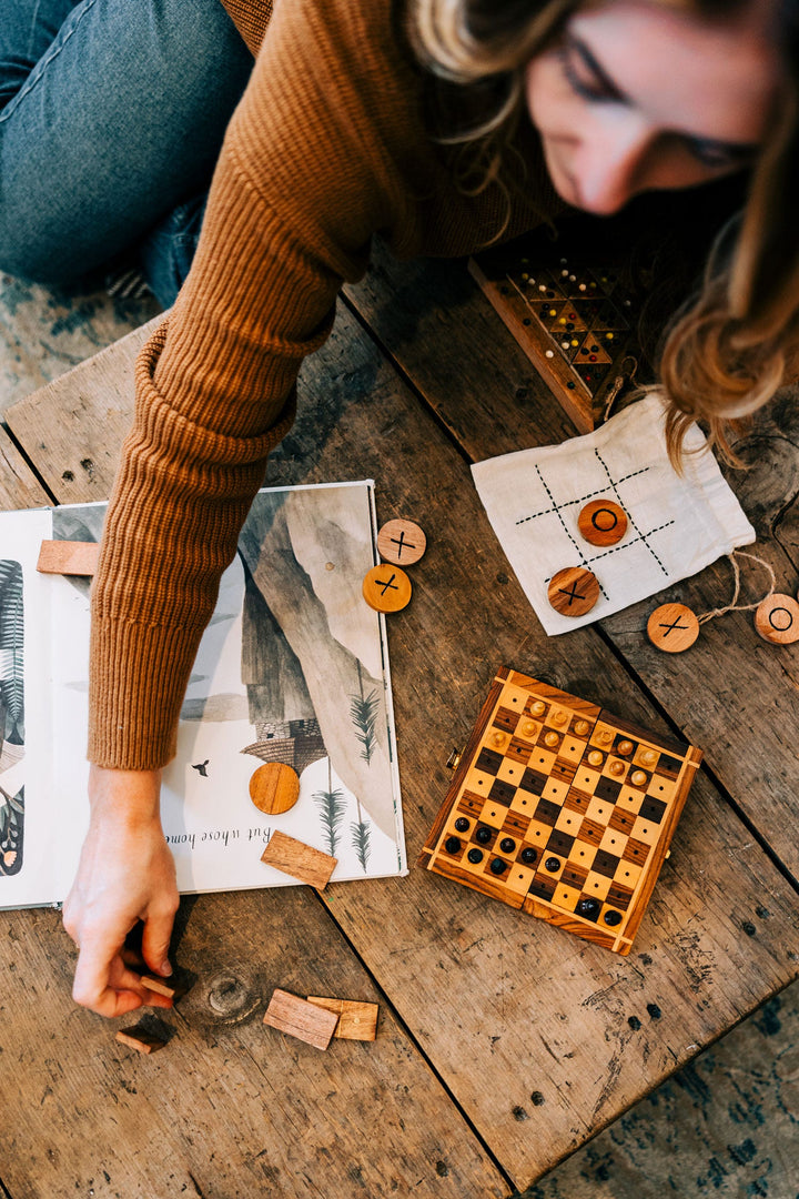 Handcrafted Sheesham Wood Portable Travel Chess Set