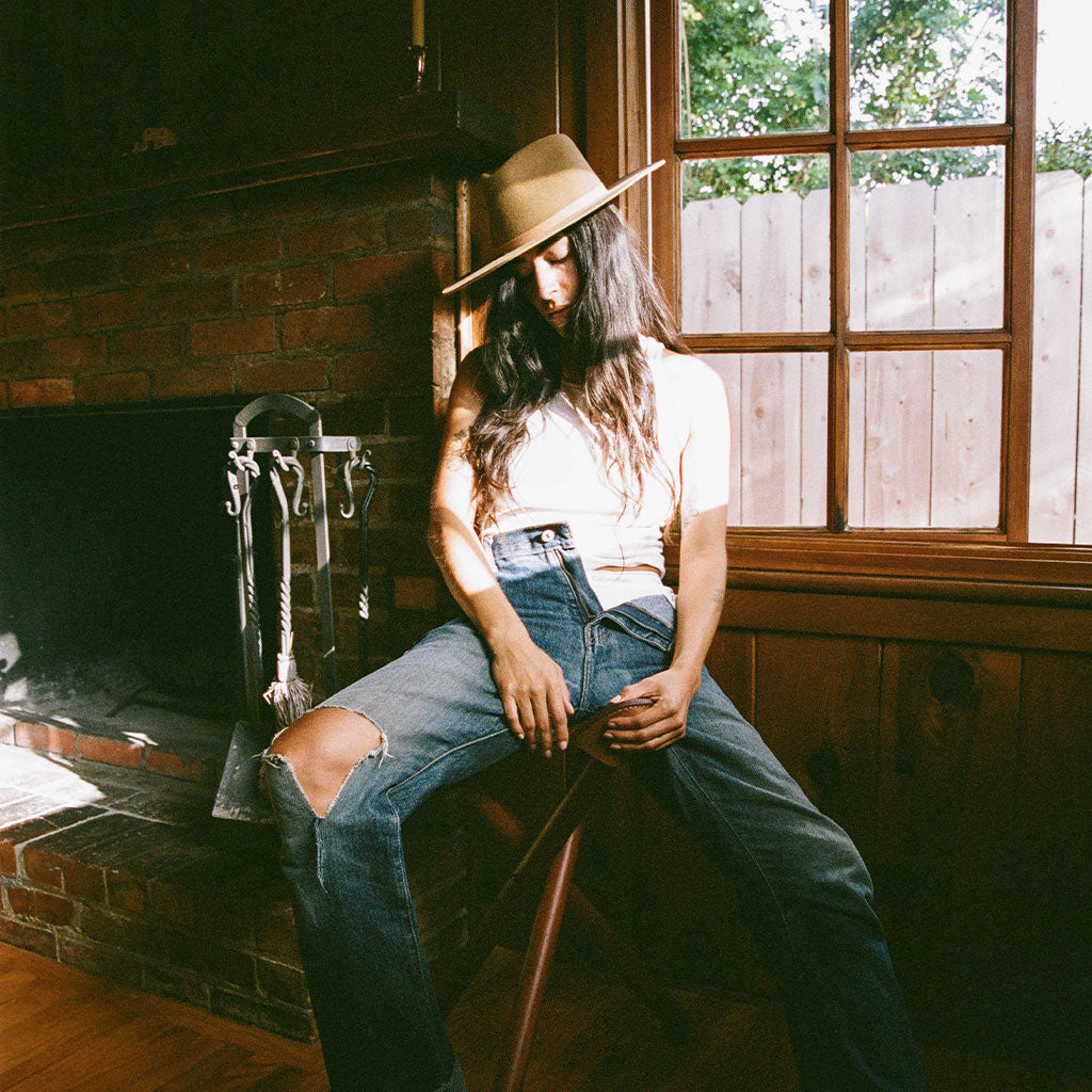 Biodegradable Wool Wide-Brim Rancher Hat, Acorn
