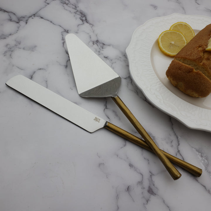 Handcrafted Gold Handle Cake Server Set, 2 Ct.