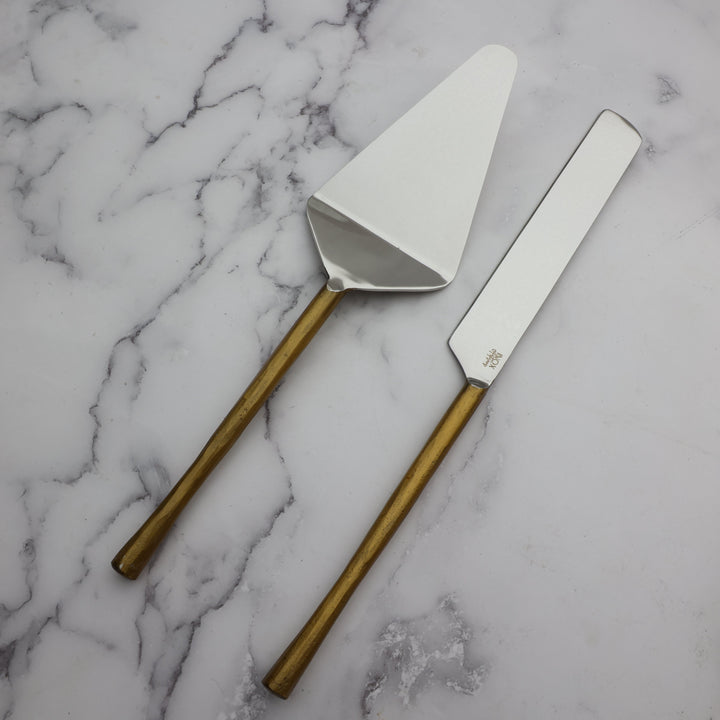 Handcrafted Gold Handle Cake Server Set, 2 Ct.