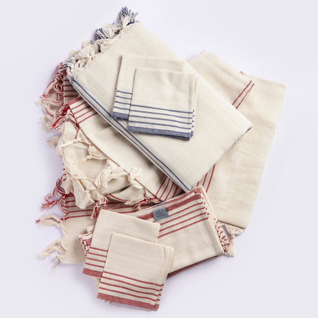 Recycled Cotton Tablecloth &amp; Napkin Set, Taupe, 13 Ct.