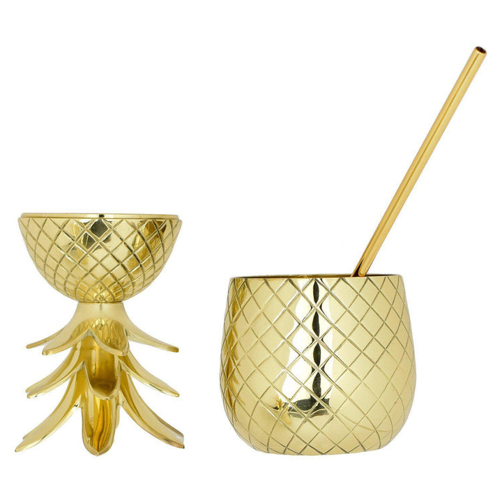 Handcrafted Lead-Free Brass Pineapple Tumbler 18 oz.