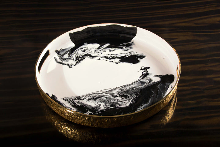 Handcrafted Sand Cast Gold-Plated Serving Tray