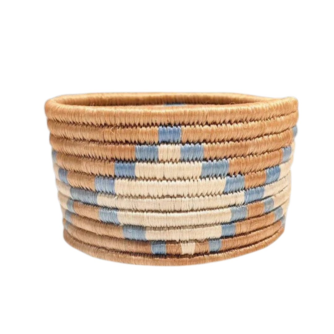 Handcrafted Sisal &amp; Sweetgrass Trinket Basket, Pink