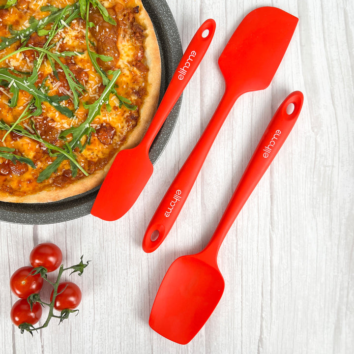 BPA-Free Silicone Kitchen Spatula Set, Red, 3 Ct.