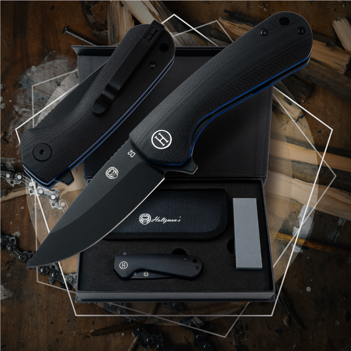 Razor-Sharp D2 Steel Folding Pocket Knife Gift Set