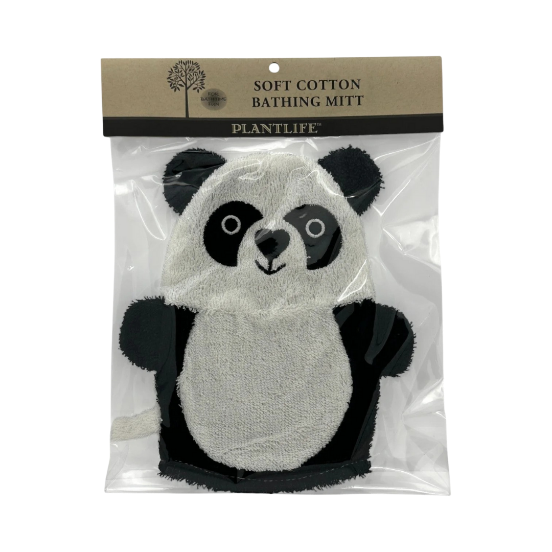 Handcrafted Ramie Panda Baby Bath Mitt, Biodegradable