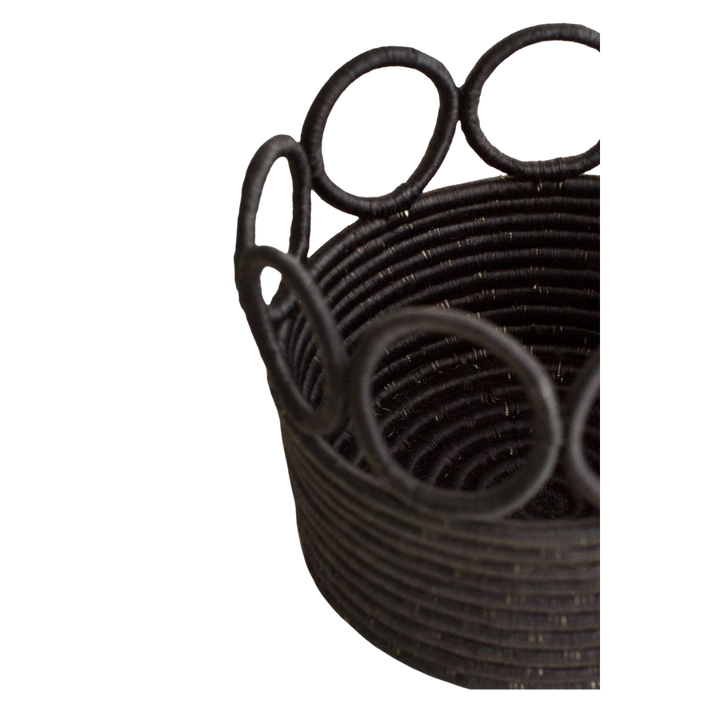 Handcrafted Sisal Sweetgrass Storage Basket, Black