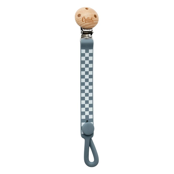 Non-Toxic Silicone Pacifier Clip, Checkered