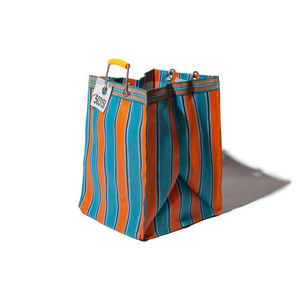 Recycled Plastic Hand-Woven Striped Tote Bag
