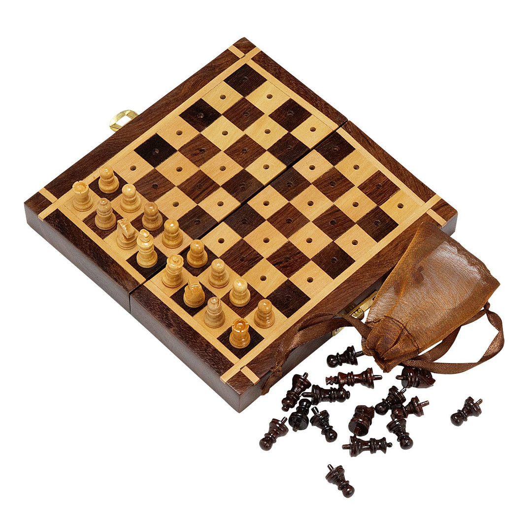 Handcrafted Sheesham Wood Portable Travel Chess Set