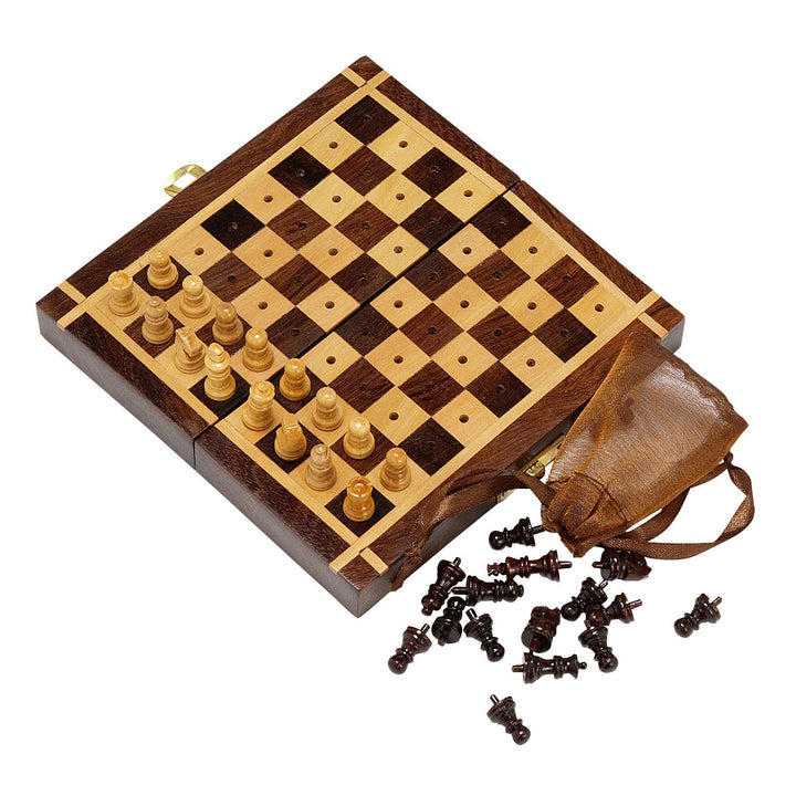 Handcrafted Sheesham Wood Portable Travel Chess Set