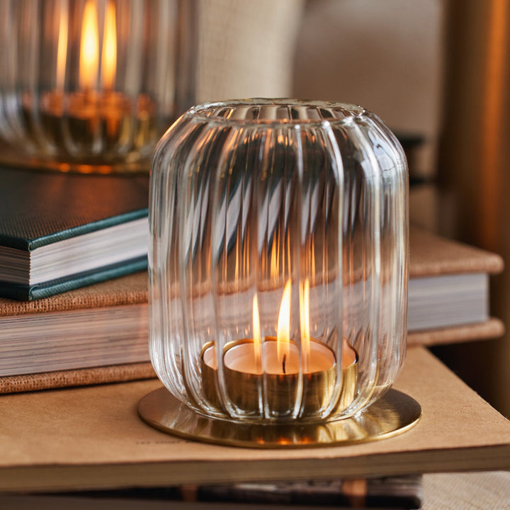Handcrafted Fluted Borosilicate Glass Lanterns, 2 Ct.