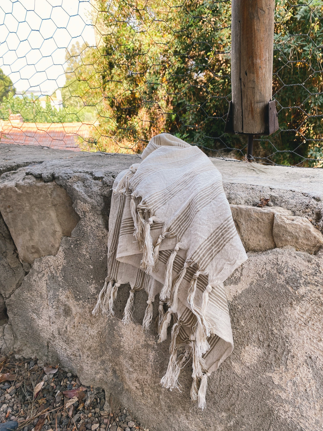 Biodegradable Cotton Linen Oversized Towel, Beige