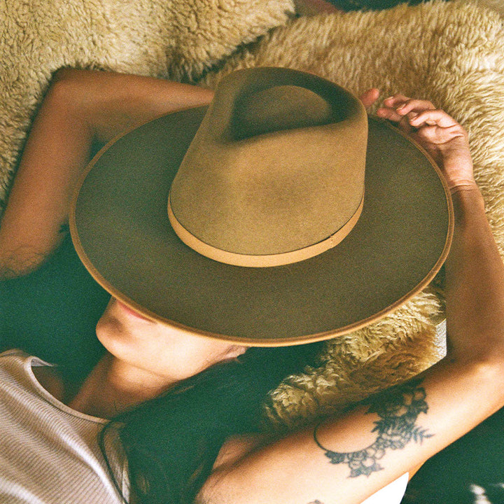 Biodegradable Wool Wide-Brim Rancher Hat, Acorn