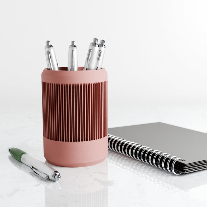 Made-to-Order Ribbed Ceramic Pencil Holder, 3" x 4.5"