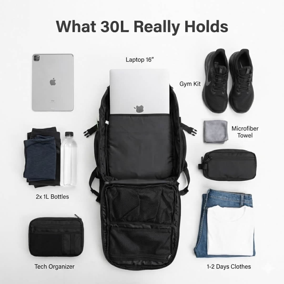 RPET 900D Tactical Military Backpack 30L, Black