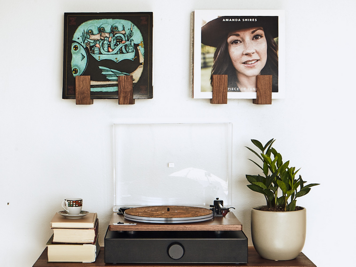 Handcrafted Hardwood Vinyl Record Wall Shelf, 2 Ct.
