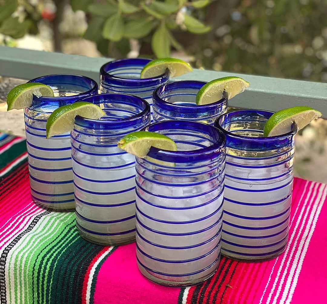 Handblown Recycled Glass Drinkware, Cobalt, 6 Ct.