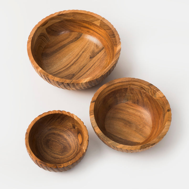 Handcrafted Acacia Wood Stacking Serveware Bowls, 3 Ct.