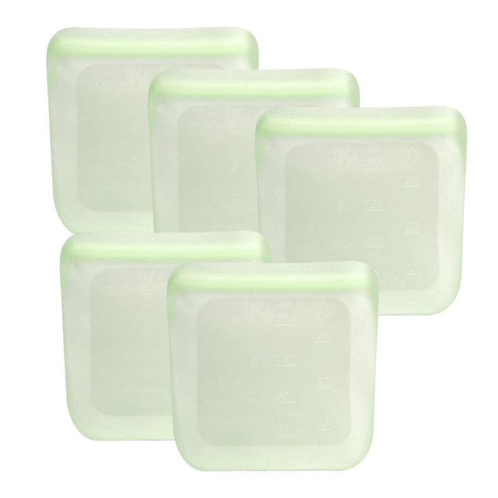 Leak-Proof Food-Grade Silicone Food Storage Bags, 5 Ct.