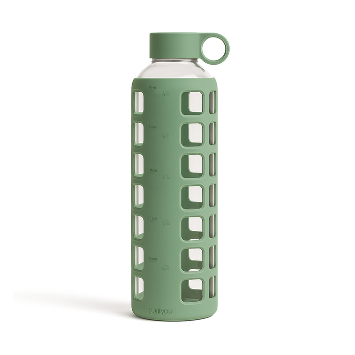 Borosilicate Glass Water Bottle, Wide-Mouth, Leak-Proof